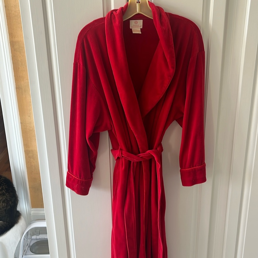 Long Red velveteen cotton robe.